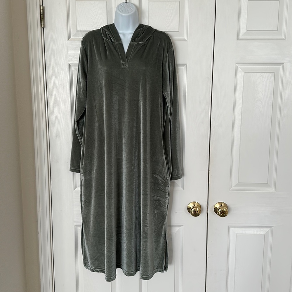 World Market 👗 Sage Velvet Hoodie Dress